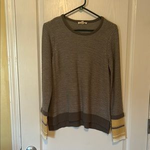 Hem & Thread Gray and Yellow Crew Neck Sweater